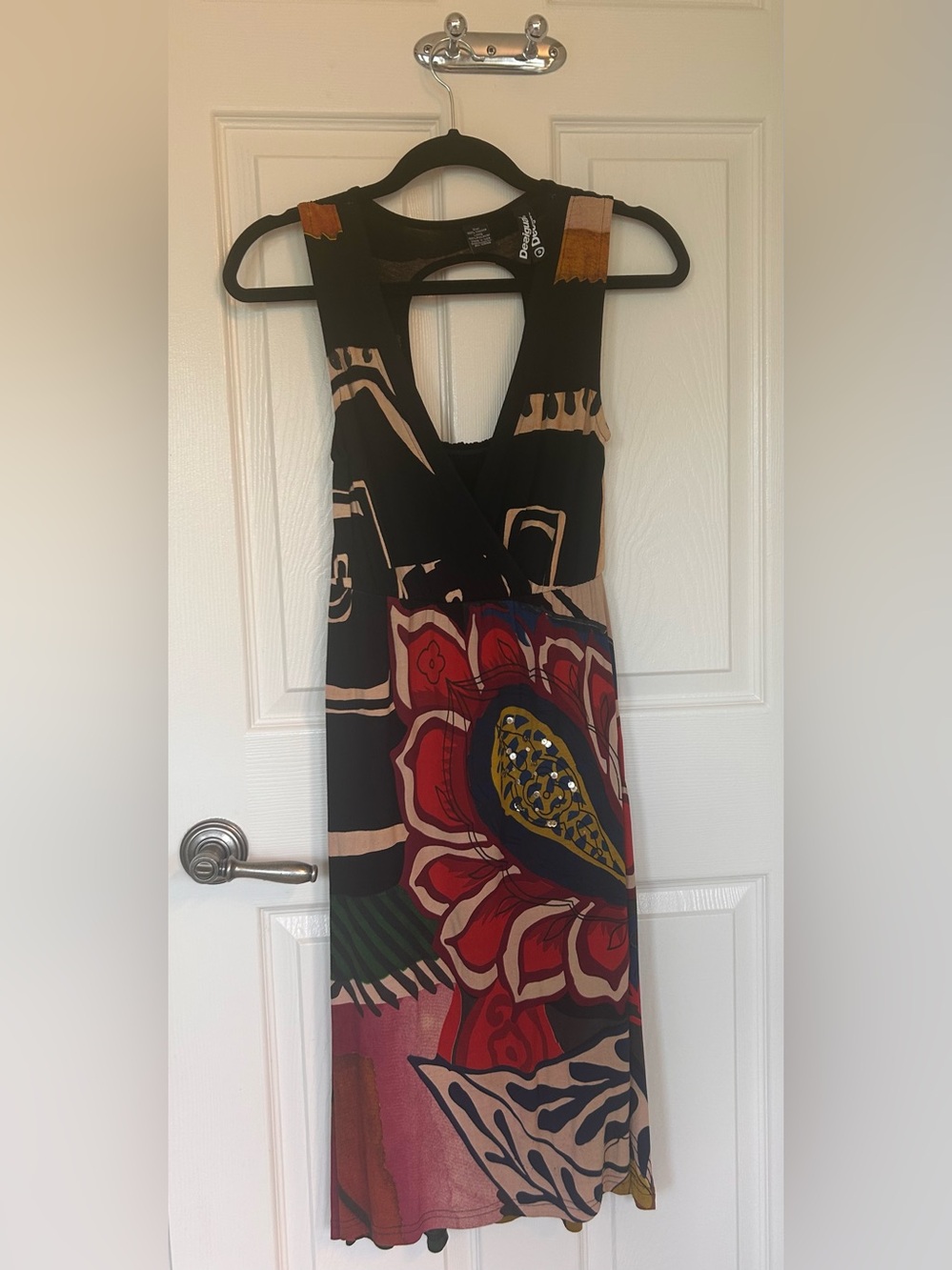 Desigual Black Multicolor Floral Midi Dress